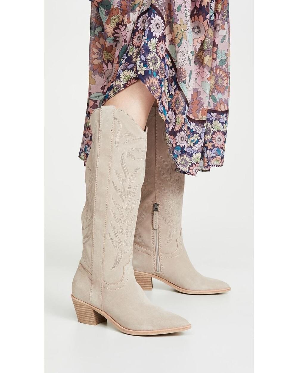 Dolce Vita Solei Suede Tall Western Cowboy Boots Natural Tan/ Sand Size 6.5